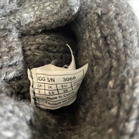 UGG Cardy Grey Lattice Knee High Boot Women’s 8 Knit Fold Over Button Cozy Boho - Picture 10 of 11